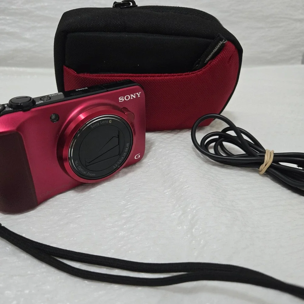 Sony Cyber-shot DSC-HX10V 18.2MP Digital Camera Red 16x Optical Zoom Bundle